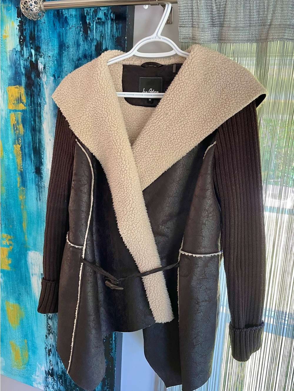 Sam Edelman Brown Jacket with Cream Faux Shearling Trim